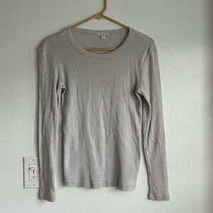 James Perse Gray Ribbed Long Sleeve Top Casual Minimalist
